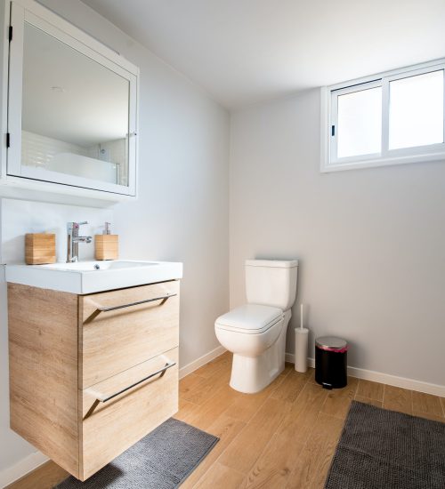 Plumbing - bathroom with wooden vanity